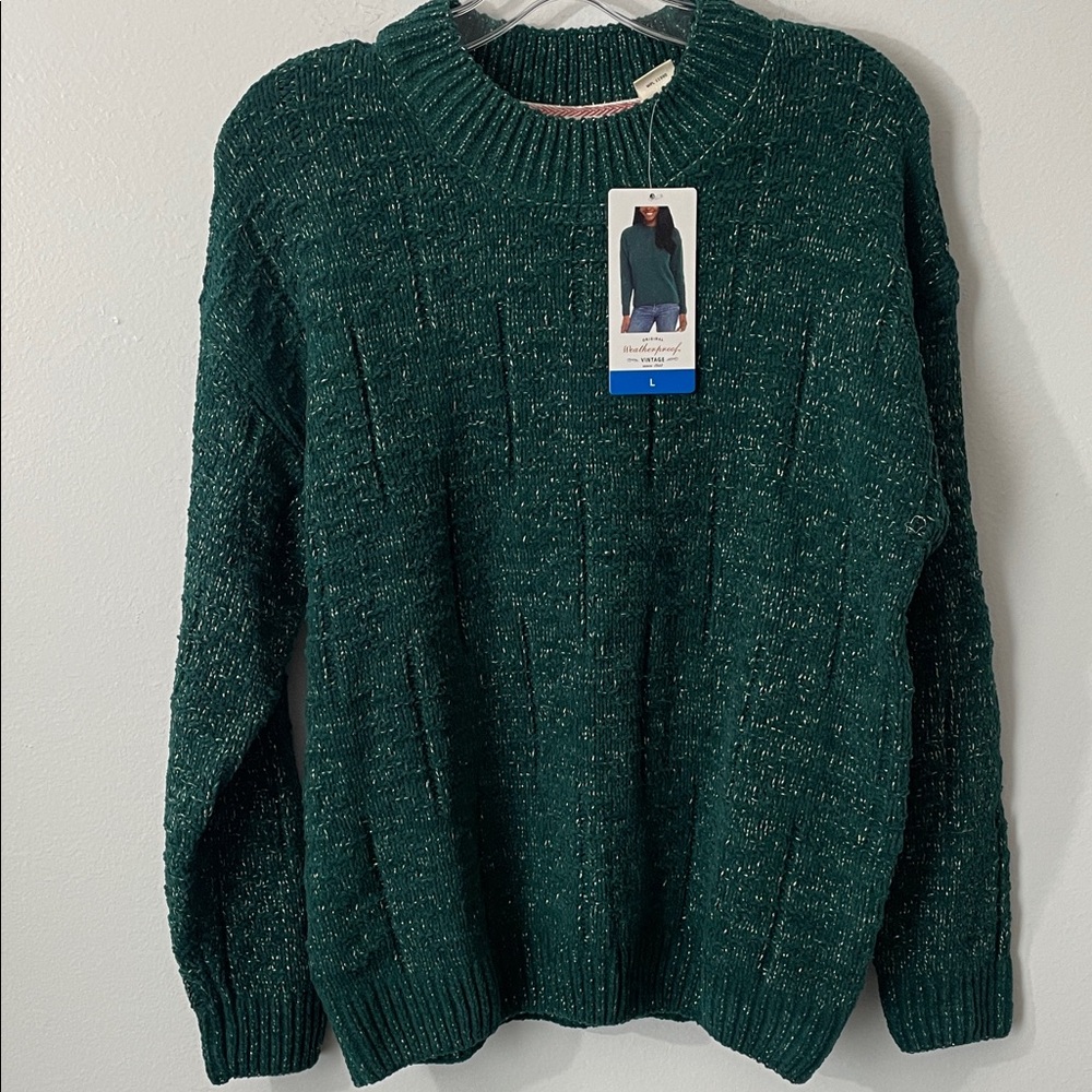 Weatherproof Vintage Women's Chenille Holiday Sweater, Green, Size L / Z4